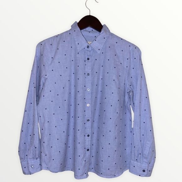 ⭐️ HP TALBOTS Embroidered Star Classic Perfect Fit Button Down Shirt - Picture 1 of 9